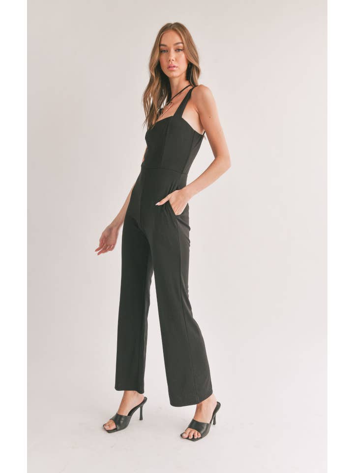 Sage The Label - Wholesale Jumpsuit - Women's - Icon Square Neck Jumpsuit: BLACK
