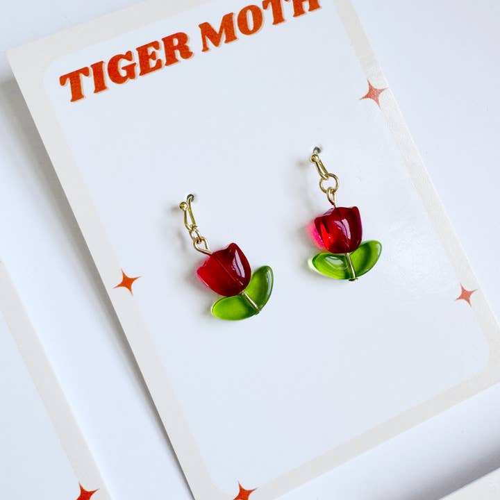 Tiger Moth Goods - Wholesale Dangle Earrings - Glass Tulip Earrings
