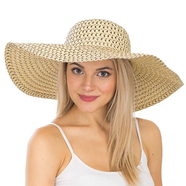 Cap Zone - Wholesale Straw Hat - Women's - Petite Open Weave Light-Weight Floppy Brim Sun Hat