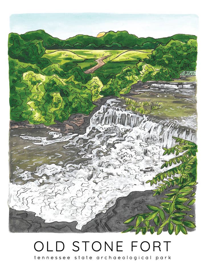 Old Stone Fort Tennessee Archaeological State Park Print for wholesale by Jelly Press