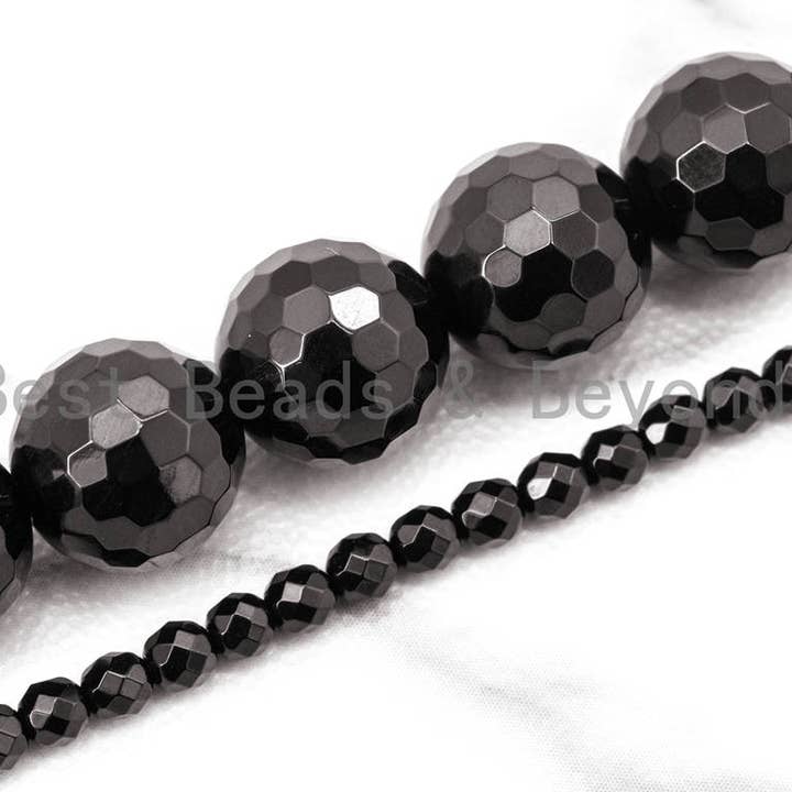 BestBeads&Beyond - Wholesale Beads - Wholesale Quality Faceted Shinny Black Onyx Beads-2mm/3mm/4mm/6mm/8mm/10mm/12mm/14mm/18mm/20mm- Black Onyx Beads,15.5" Full Strand, SKU#Q4