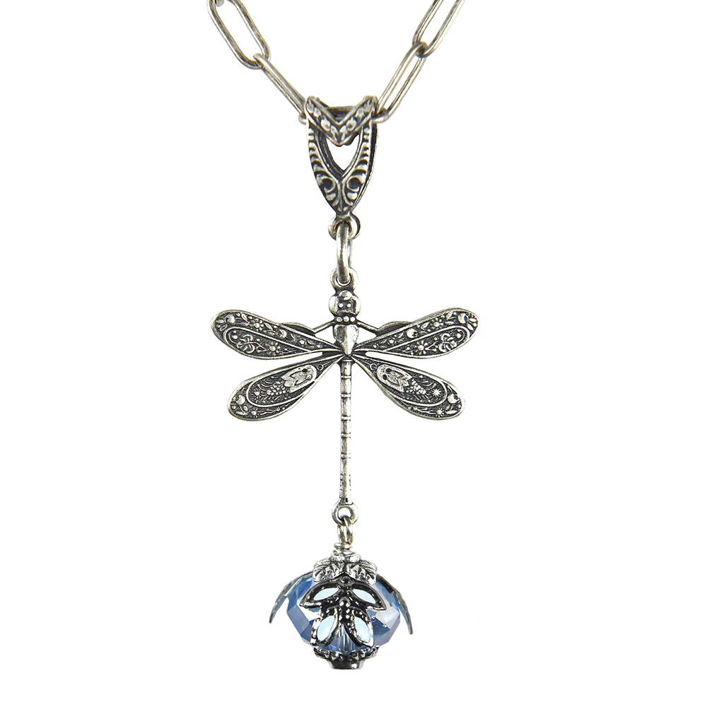 NoMonet - Vente Colliers à pendentif - Fairyland : collier libellule en filigrane vintage avec cristal2