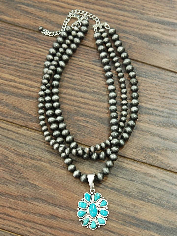 732008, Handgefertigte 18" Navajo Türkis Halskette für den Großhandel von ISAC Trading Inc