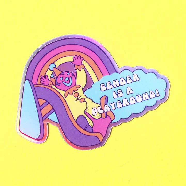 GENDER IS A PLAYGROUND CLOWN // STICKER for wholesale by Mo McMasters