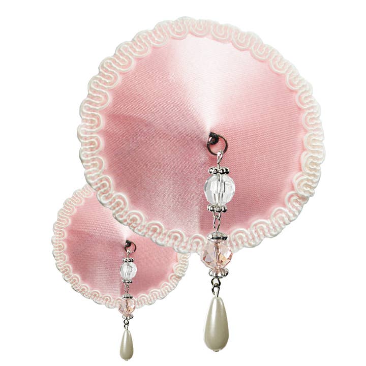Nipple Covers Satin Round - Pink - Beads for wholesale by Bijoux De Nip