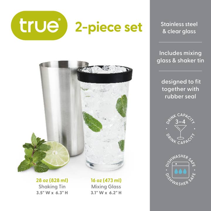 TRUE - Wholesale Cocktail Shaker - Barkeep Boston Shaker w Stainless Steel Tin and Mixing Glass5