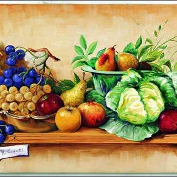 Cajati - Still Life Shelf With Fruit And Vegetables for wholesale by Migneco & Smith