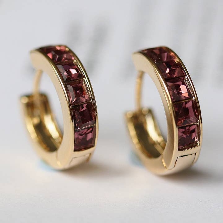 Pendientes de Aro con Piedra de Nacimiento de Junio, Pendientes de Aro de Cristal de Swarovski, Pendientes de Aro Dorados Gruesos, Regalo para Ella/Mamá/amiga, Regalo de Navidad para venta al por mayor de SYMBOLOGY JEWELLERY