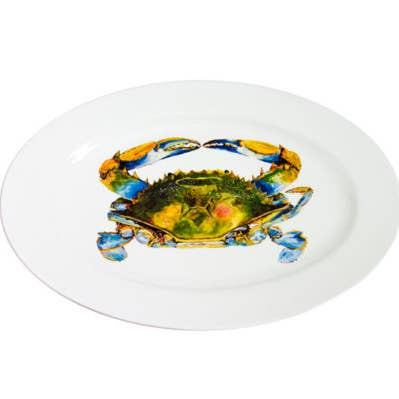 18" Nit Picker Blå Krabbe Medium Ovalt Fad for engroshandel hos Kim Rody Creations LLC