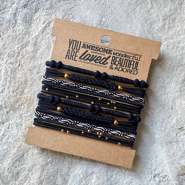 Boho Hair Ties on Kraft Card | Black for wholesale by eastern ave studio