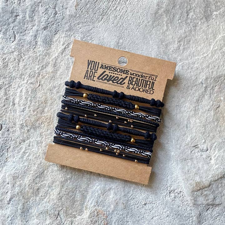 Boho Hair Ties on Kraft Card | Black for wholesale by eastern ave studio