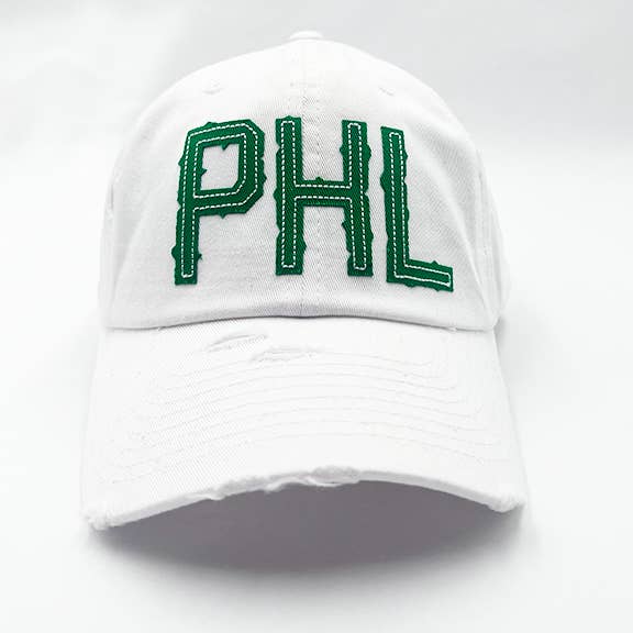 PHL Dad Hats Green Letters for wholesale by Cotton Mule