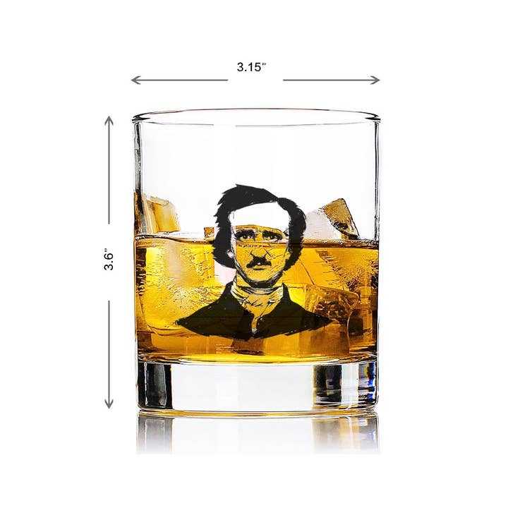 Fly Paper Products - Wholesale Cocktail/Liquor Glass - Edgar Allen Poe Glass Tumbler l Bar Glass 5