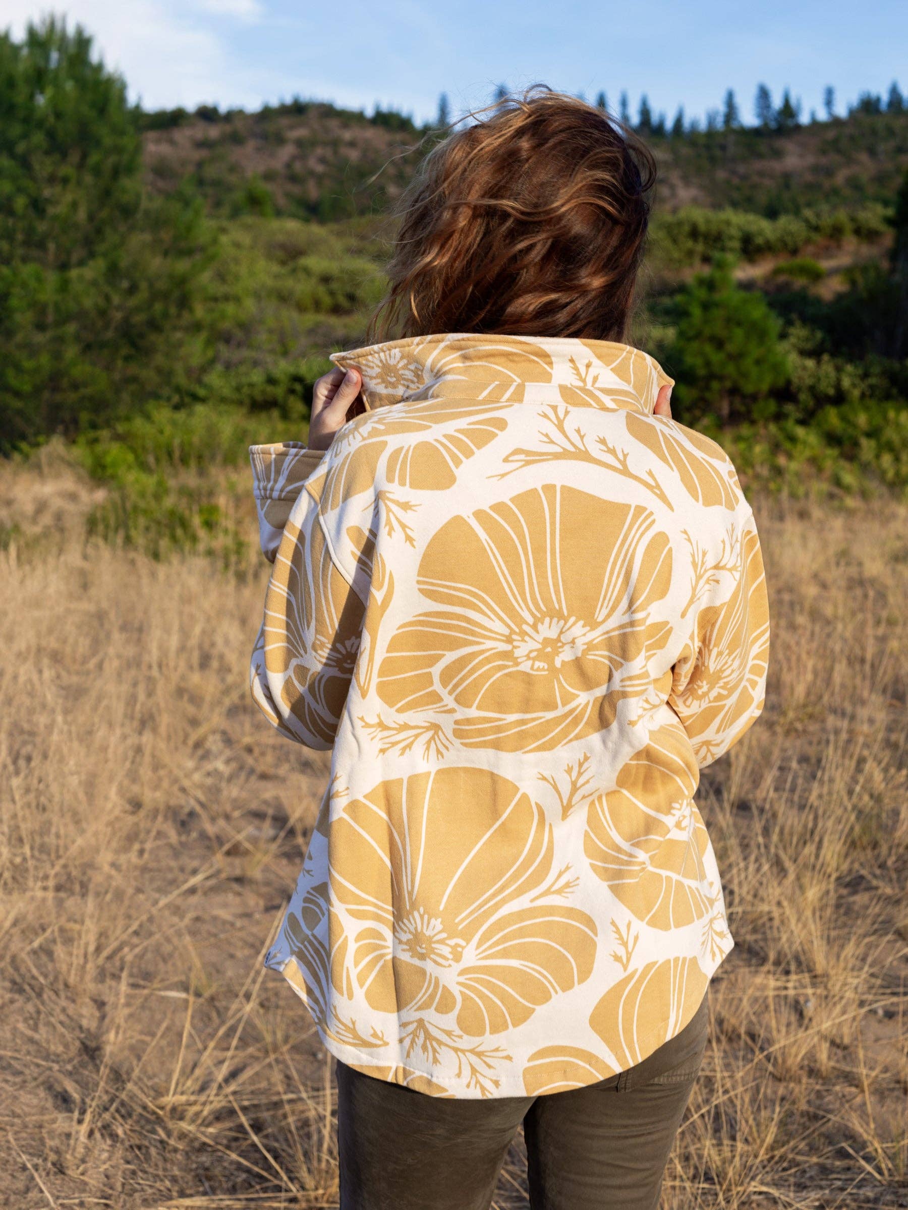 Happy Earth – wholesale Buttoned-down shirt – Unisex – Poppies Blanket Shirt7