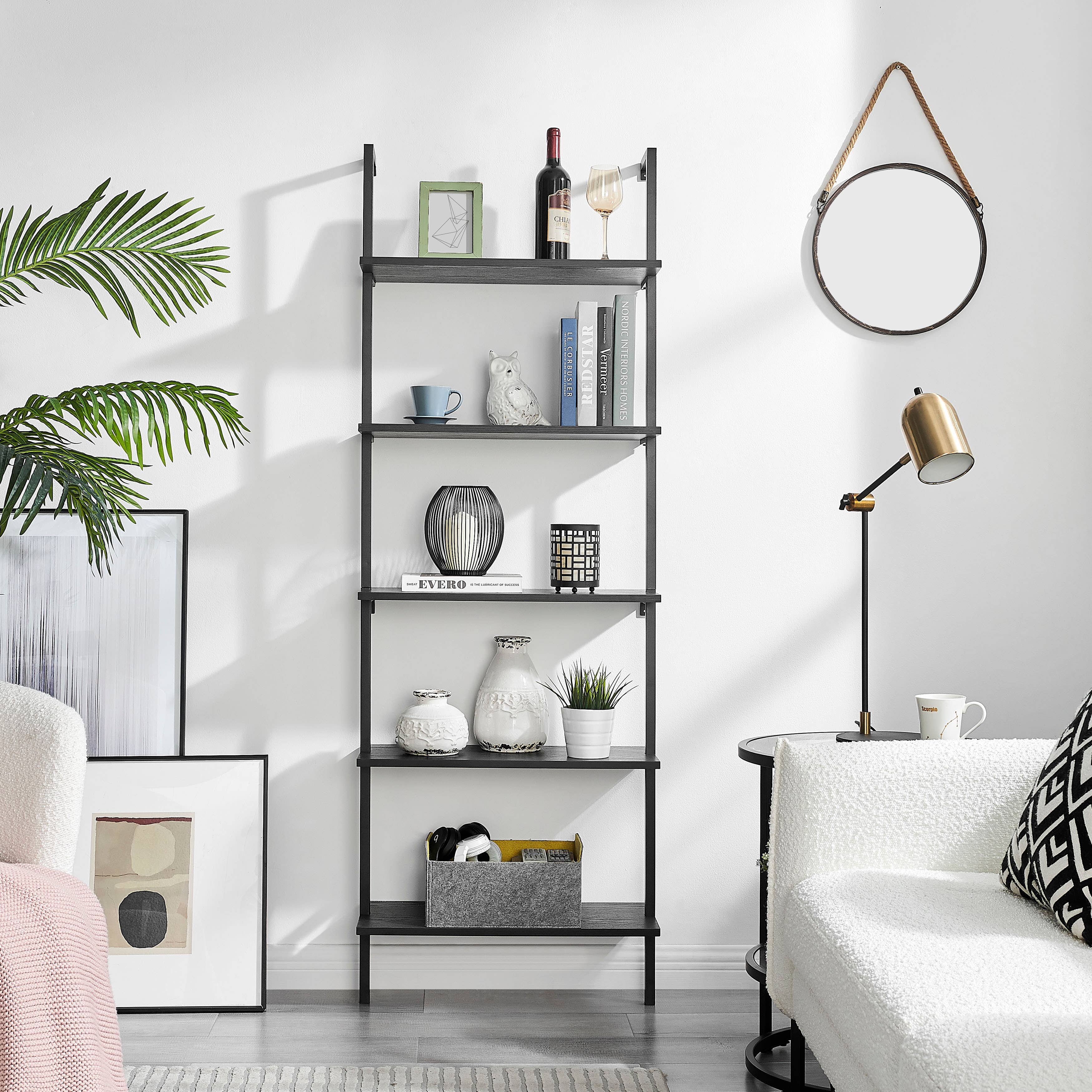 Danya B - Vendita all'ingrosso Mensole da parete - Danya B Everett Scaffale a Parete Moderno a Scala Aperta a 5 Ripiani1