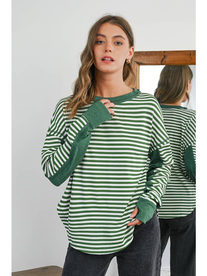 Aapparella - Wholesale Knit Top - Women's - Basic Stripe Patten Knit Long Sleeve Top | S-4X2