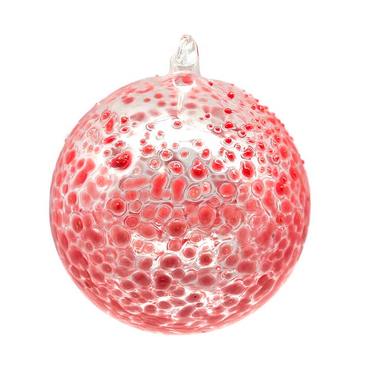 Rød plettet kugle, 10cm for engroshandel hos FW-Glas