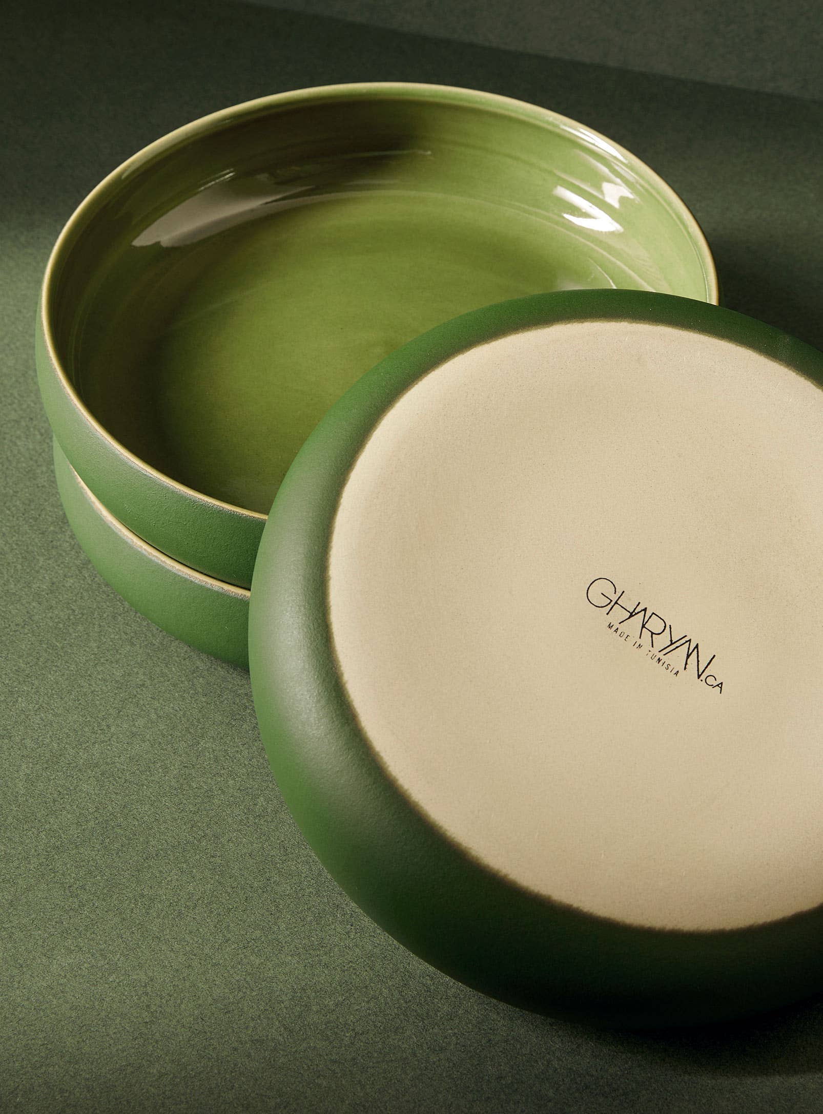 GHARYAN Stoneware & Olive Wood Tableware | Ships from USA - Wholesale Salad Plate - Handmade Stoneware Pasta/Salad Plate | Edan 7.9"15