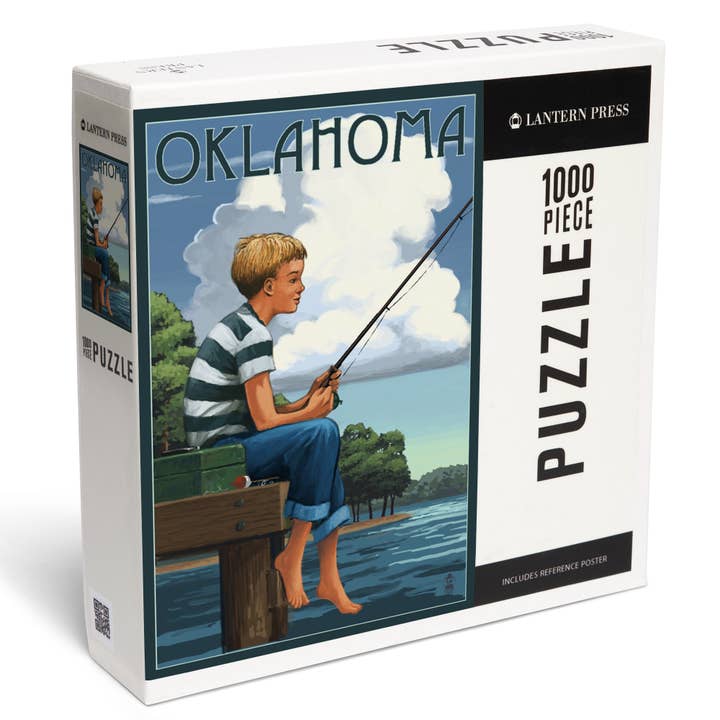 1000 PIECE PUZZLE Oklahoma, Boy Fishing for wholesale by Lantern Press