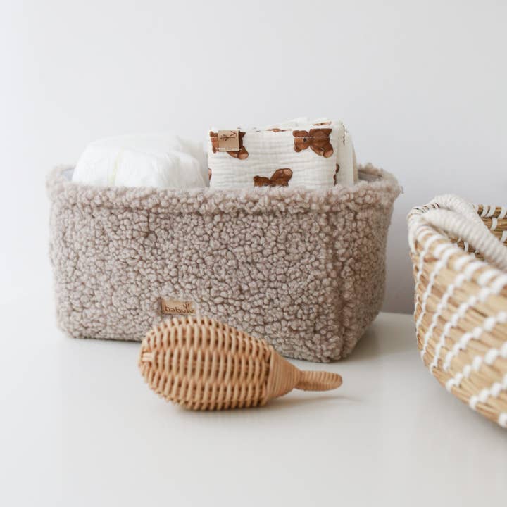 Babyly Teddy Box, Boucle Organizer Container - Cream Babyly Teddy Box, Boucle Organizer Container - Cream