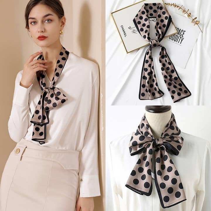 DOT PRINT SQUARE NECK SATIN SCARFS HEAD SCARF_CWASC0244 for wholesale by ACCITY