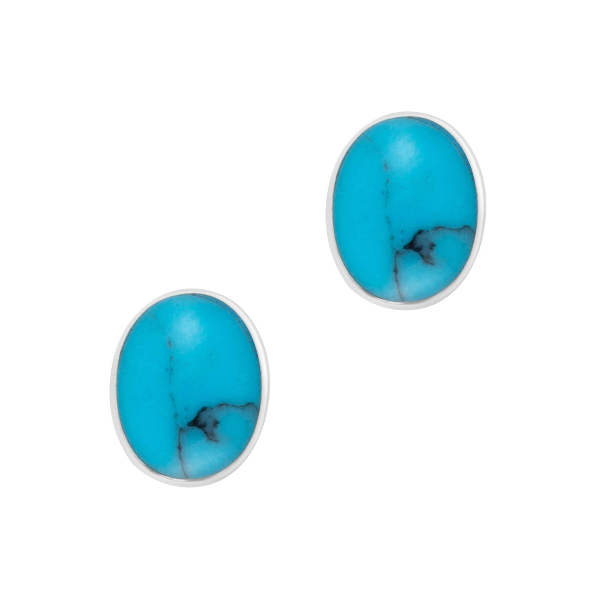 Silver Jewellery Cavern Wholesale - Wholesale Stud/Post Earrings - Pretty Turquoise Oval Studs  (USA-DDP)0