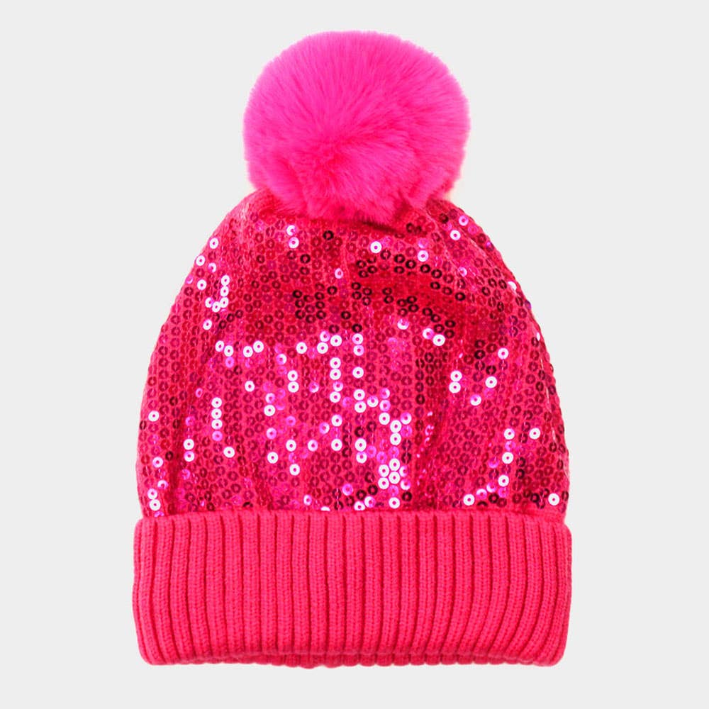 Sensibling Corp. - Wholesale Beanie - Women's - Sequin Embellished Pom Pom Beanie Hat8