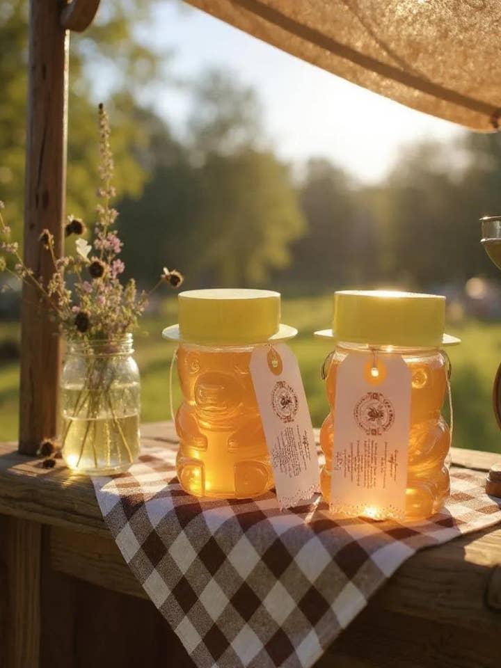 Pure Raw Honey in a Teddy Bear Jar 400g of Honey Spring 2025 - not Pasteurised or Heated - Lincolnshire Hives in the Wolds AONB for wholesale by The Stuff I Love