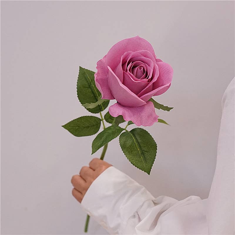 Sweet Home Deco - Vente Fleurs artificielles - Tige de rose épanouie à toucher réaliste de 19'', rose de printemps en ROSE3