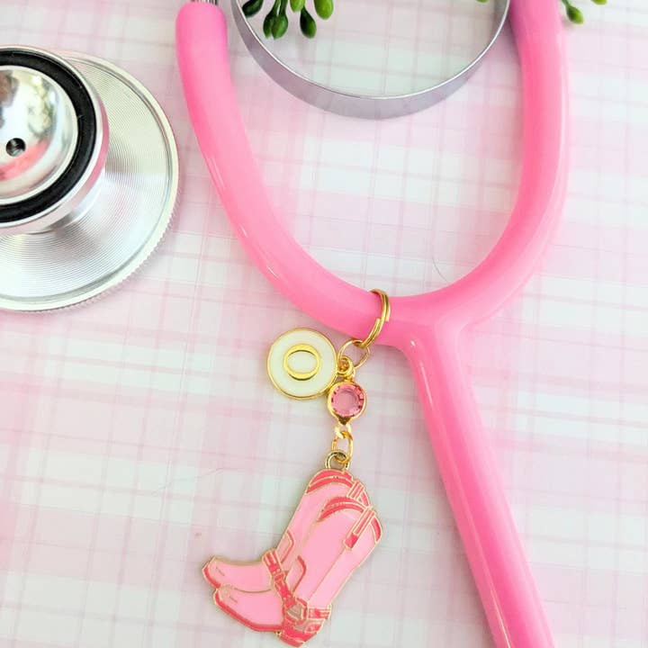 Cowgirl Pink Boots Stethoscope Charm for Pediatric Nurse for wholesale by Bubble Charm Co Accessories