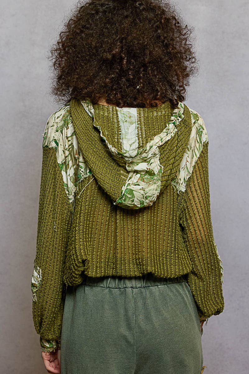 Pol Clothing - Wholesale Jacket - Women's - Vintage washed floral print patch crochet jacket SALE3