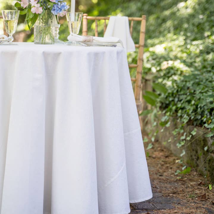 Lark Cotton Jacquard Round Cloth - White for wholesale by April Cornell