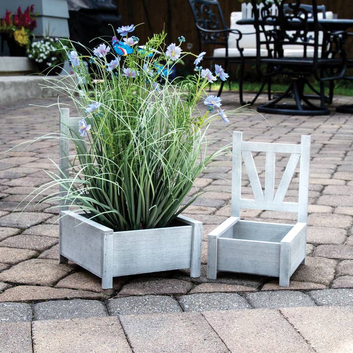 Col House Designs - Wholesale Decorative Tabletop Object - 2/Set - Garden Chair Planter Boxes