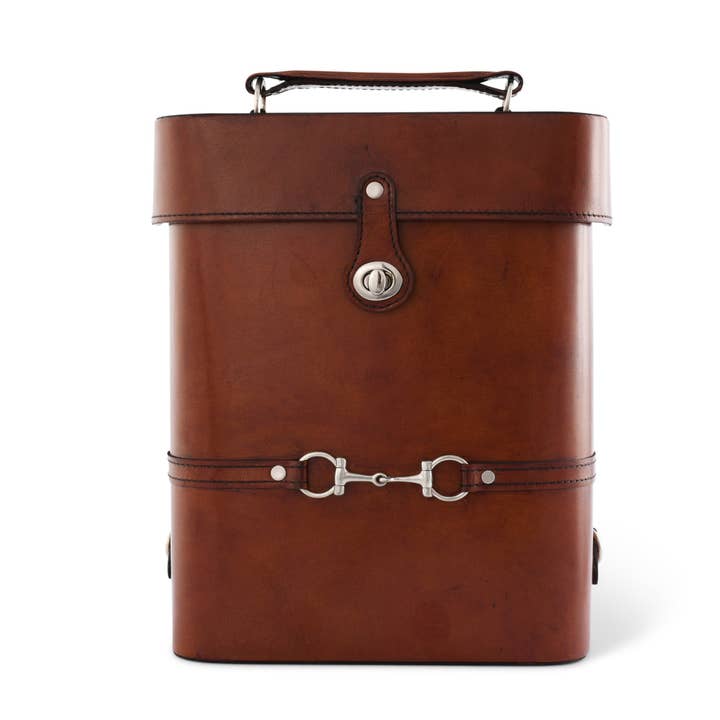Vagabond House - Wholesale Wine Tote - Premium Genuine Leather Double Wine Bottle Carrier / Tote with Bit Design