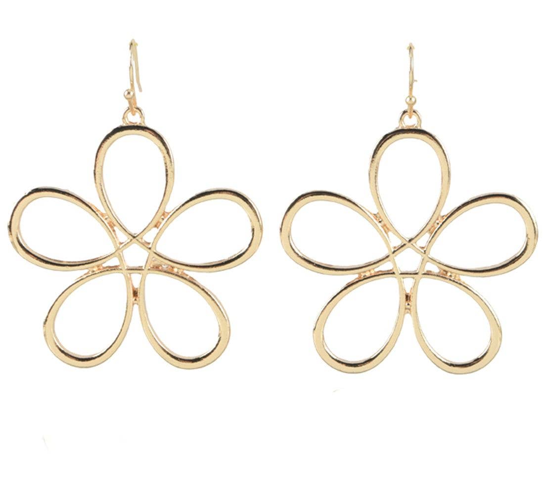 Status Collections - Wholesale Dangle earrings - Gold Flower Shaped E/R0