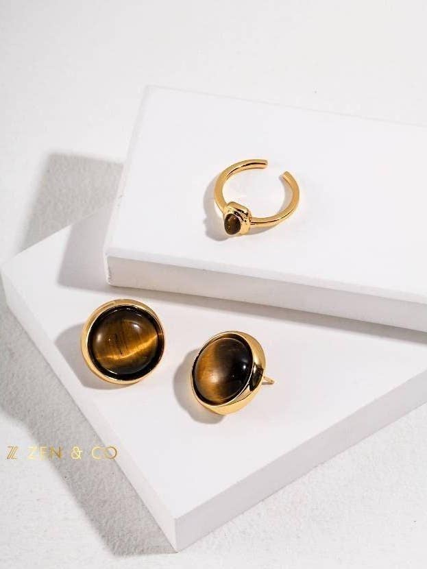ETISHA stud earrings and open ring for wholesale by ZEN&CO Studio