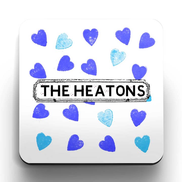 Blue Hearts Coasters (set of 4) for wholesale by tinned snail
