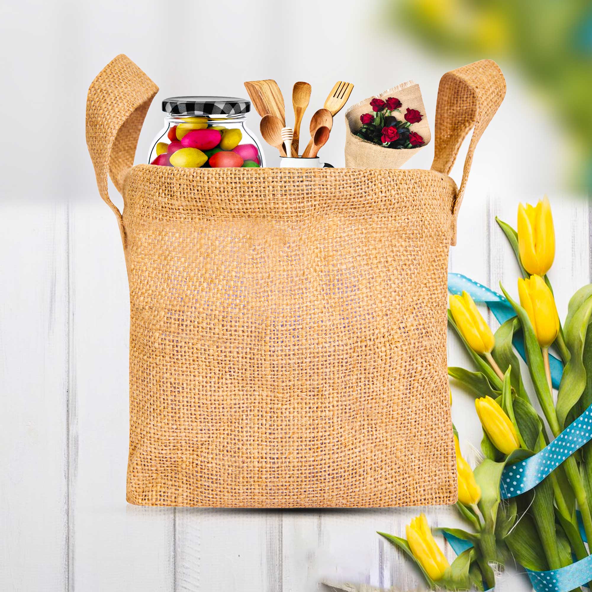 ecojutebags - Wholesale Storage Bag - Set of 8 Burlap Jute Baskets – Storage Bins with Handles7