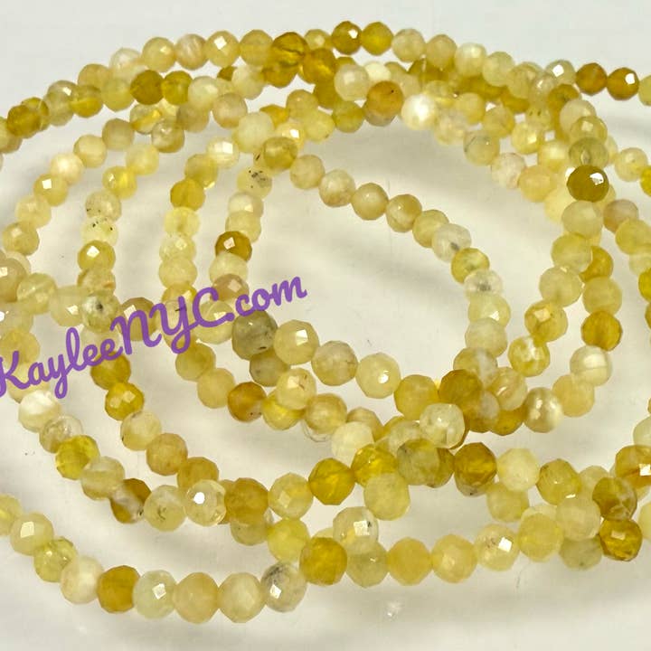 4mm Faceted Natural Yellow Opal Stretch Bracelets for wholesale by KayleeNYC