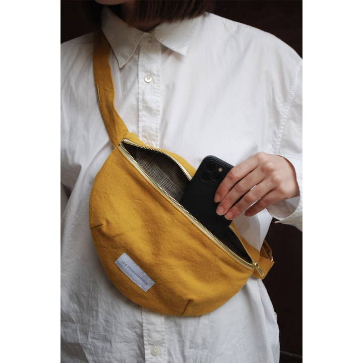 Les Pensionnaires - Wholesale Belt Bag - Women's - Organic cotton canvas fanny pack in saffron yellow
