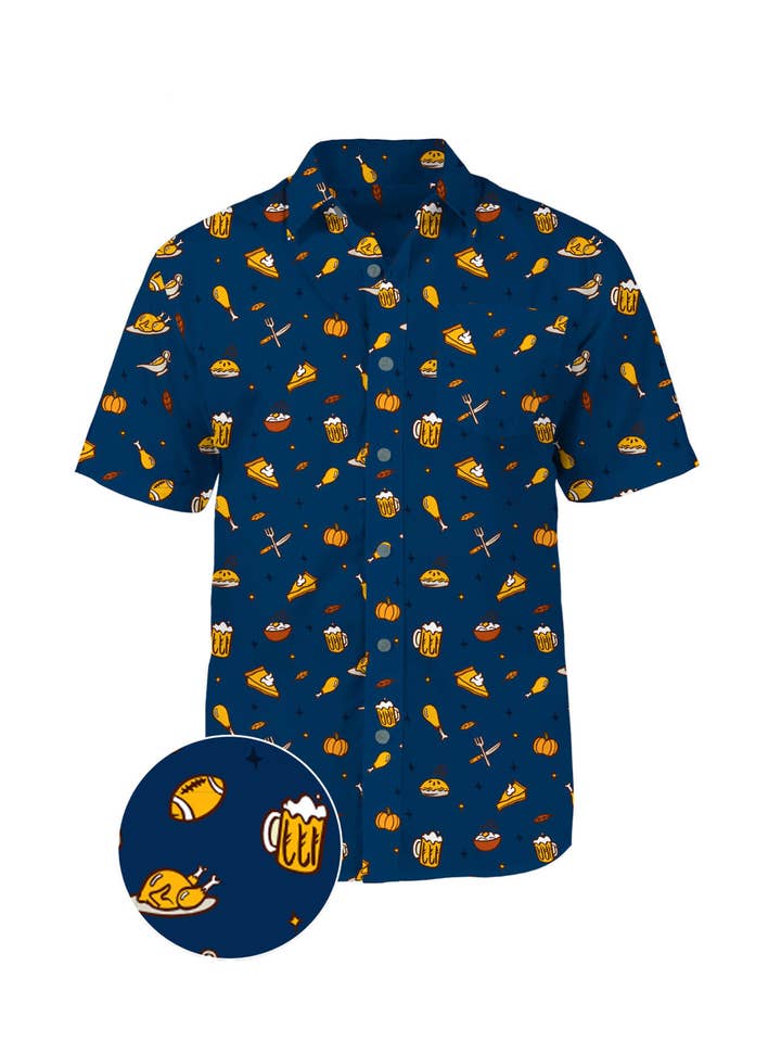 Tipsy Elves - Wholesale Button Down Shirt - Men's - Thanksgiving Dinner Men's Holiday Foods Button Down Shirt