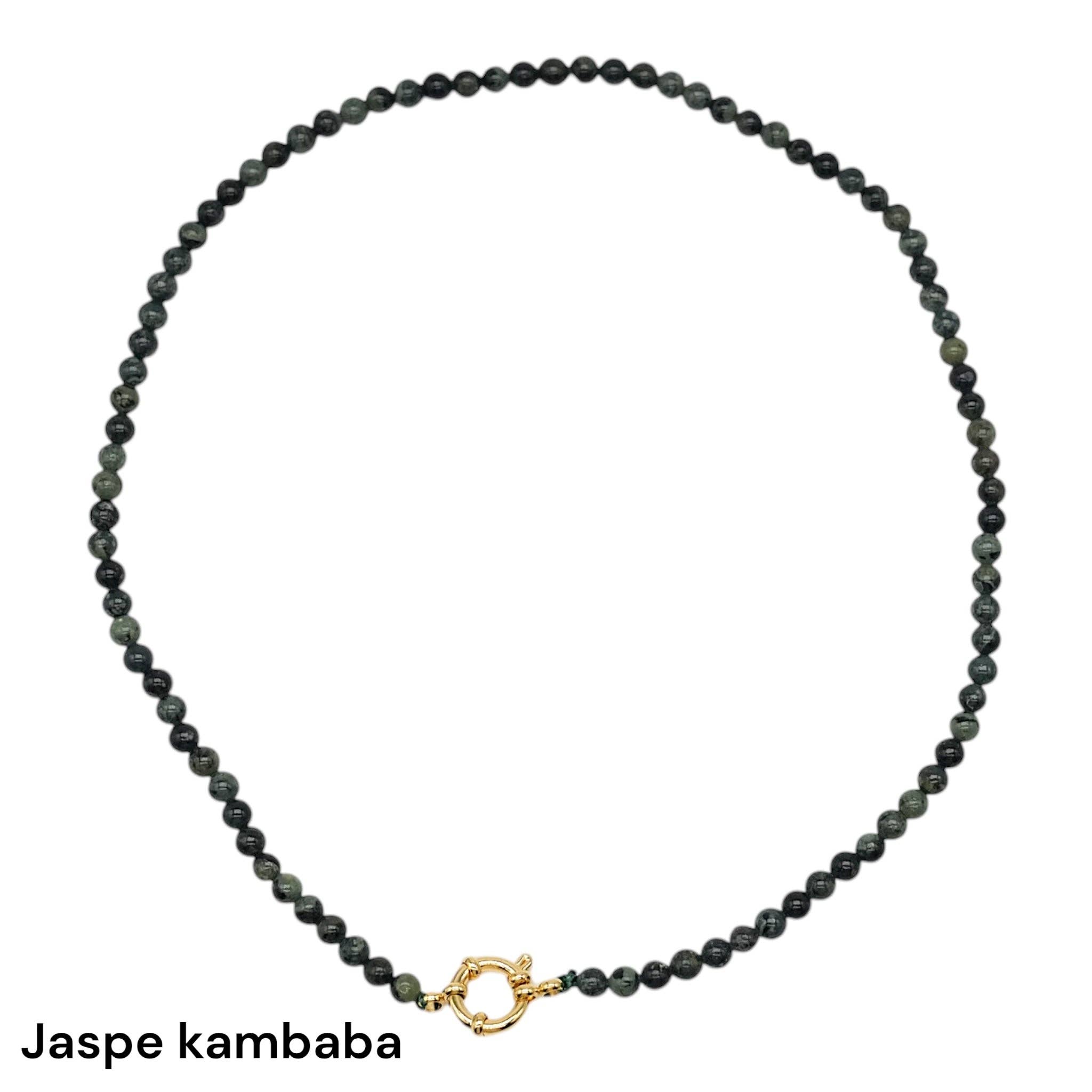 Foliesbijoux - Wholesale Beaded/Pearl Necklace - 43 cm 4 mm necklace with gold-plated stainless steel buoy clasp (20 stones available)3