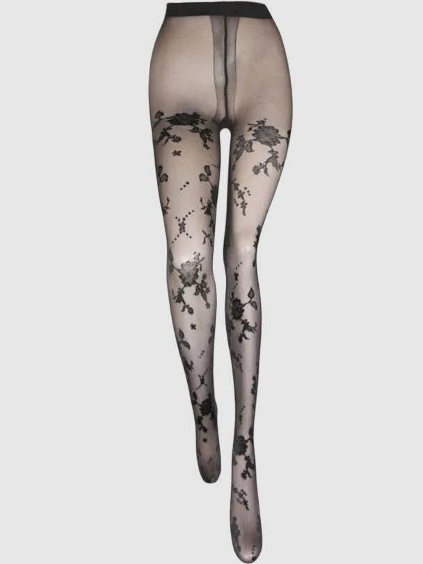 Doorschijnende maillot van jacquard met bloemenprint voor wholesale door High Heel Jungle