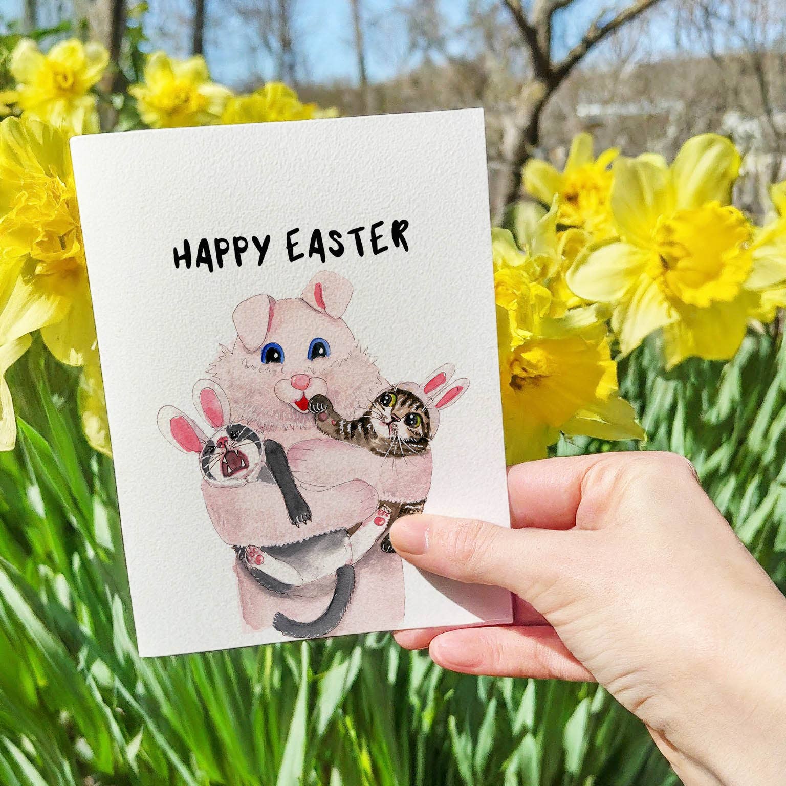 Liyana Studio - Wholesale Easter Card - Vintage Easter Bunny Photo - Funny Easter Card2
