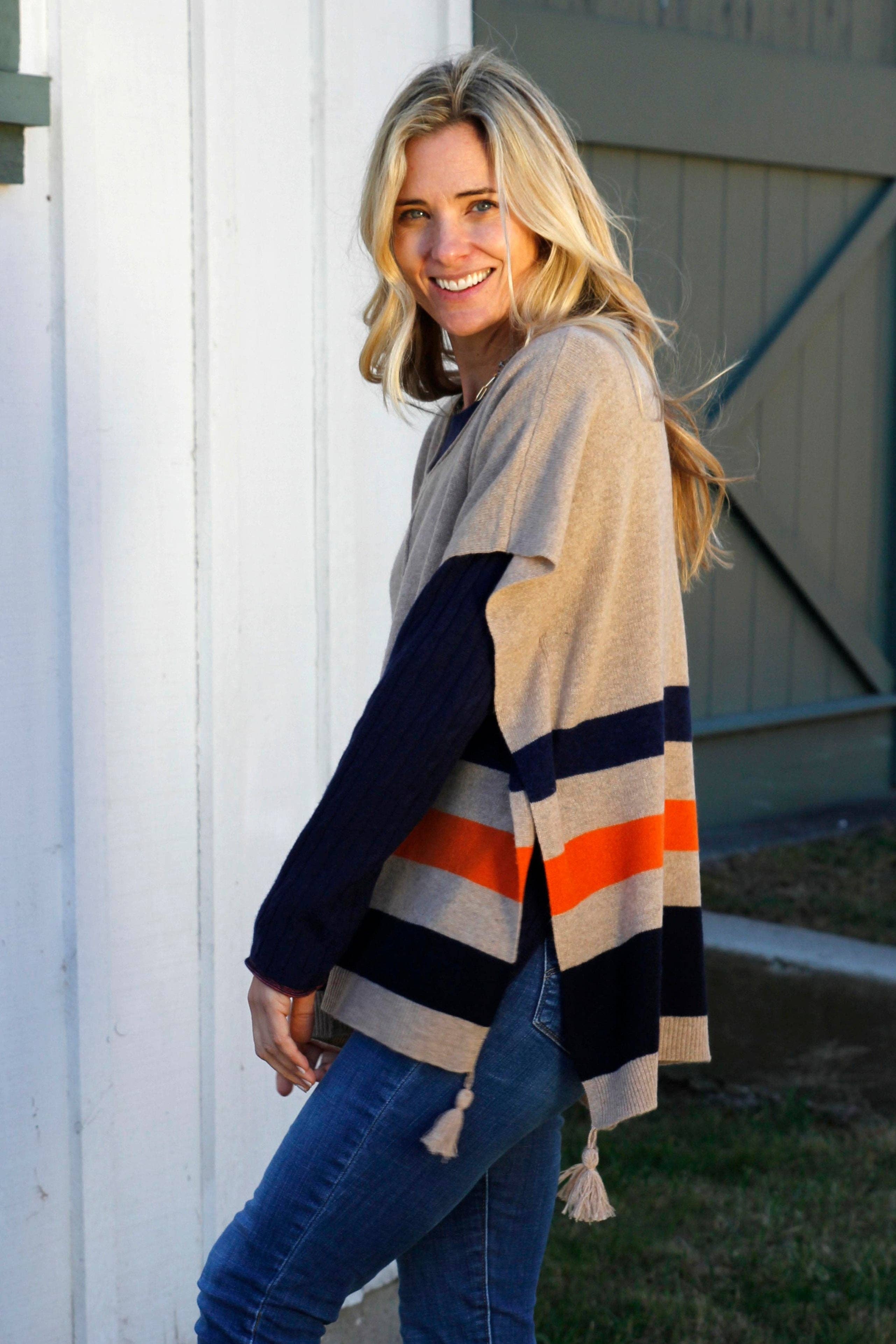 Natural Navy Orange Easy PopOn -Striped for wholesale on Faire1
