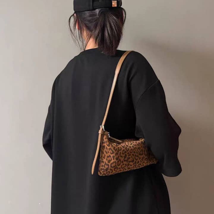 Brown Trendy Suede Leopard Print Crossbody Bag DP25G635 for wholesale on Faire2