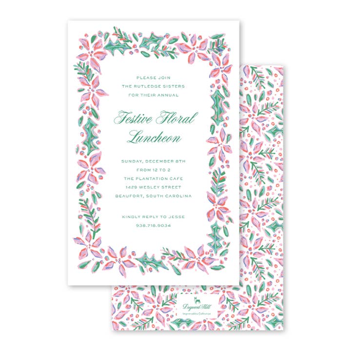 Invitation en vrac en forme de poinsettia rose pour la vente par Dogwood Hill