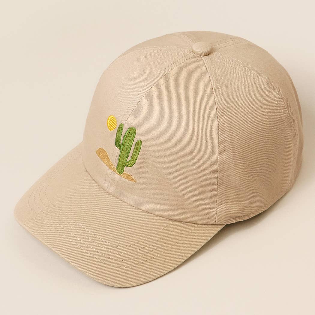 Fashion City - Wholesale Baseball Cap - Women's - Cactus Embroidered Cotton Baseball Dad Cap5