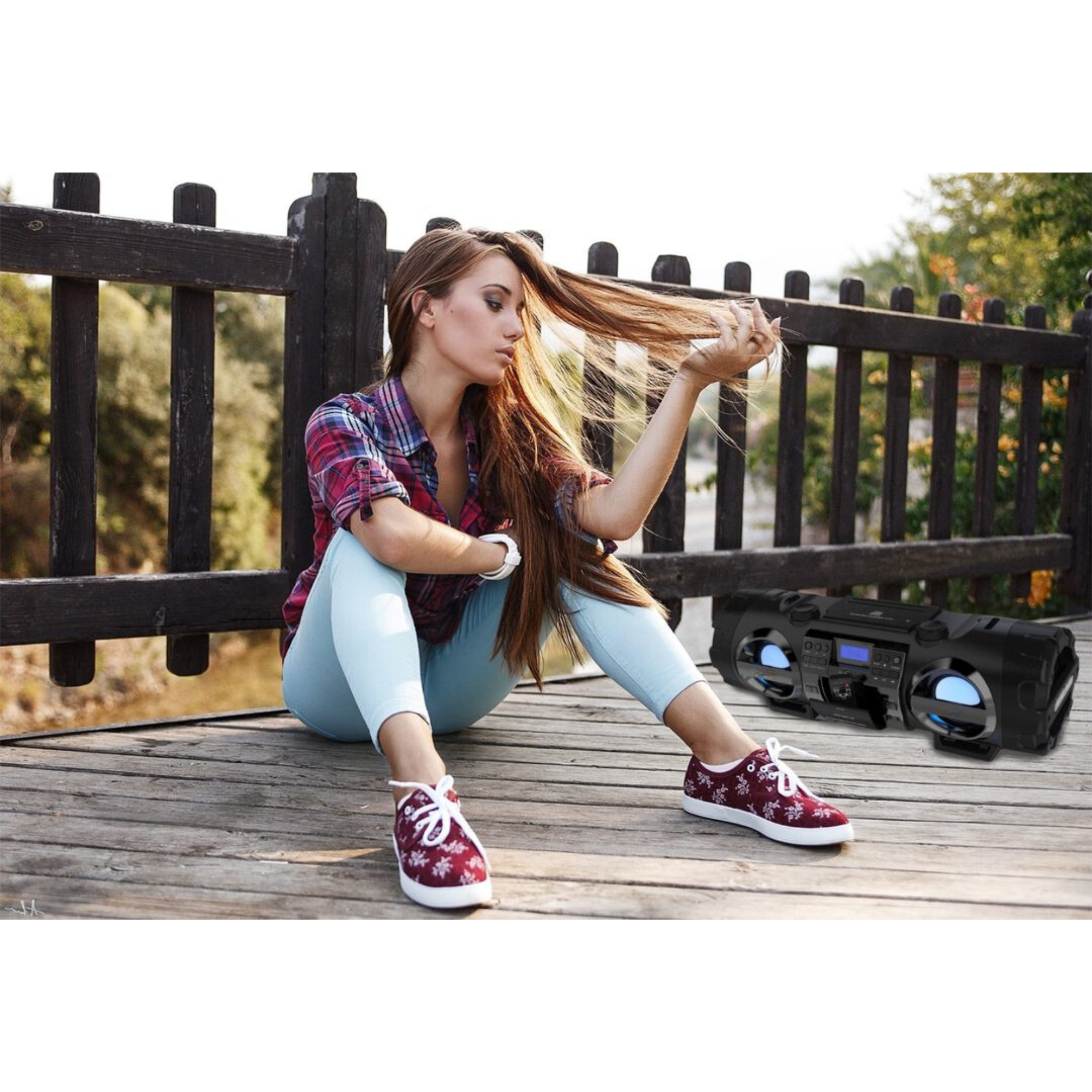 JupiterGear Home - Wholesale Speakers - Emerson Dual Subwoofer Bluetooth Boombox4