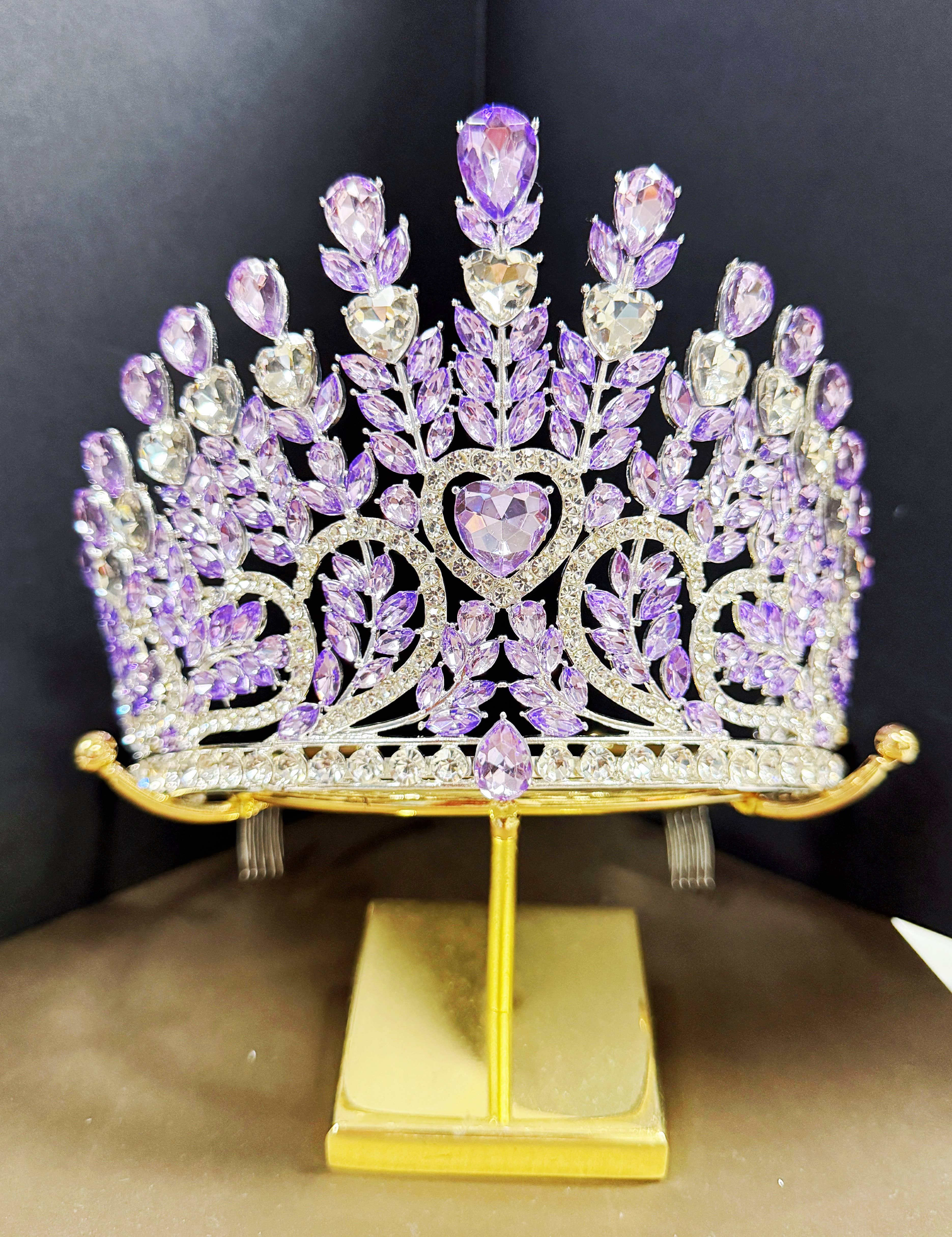 Happy Dream Gifts - Wholesale Tiara - Women's - Pageant Crown, Bridal Headpiece, Purple Crystal Silver Crown6